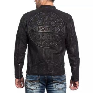 AFFLICTION Leather FURY ROAD MOTO MEN'S JACKET